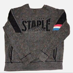 Staple World Renown Pigeon Brand Mens Size Large Sweatshirt Graphic Pockets Gray